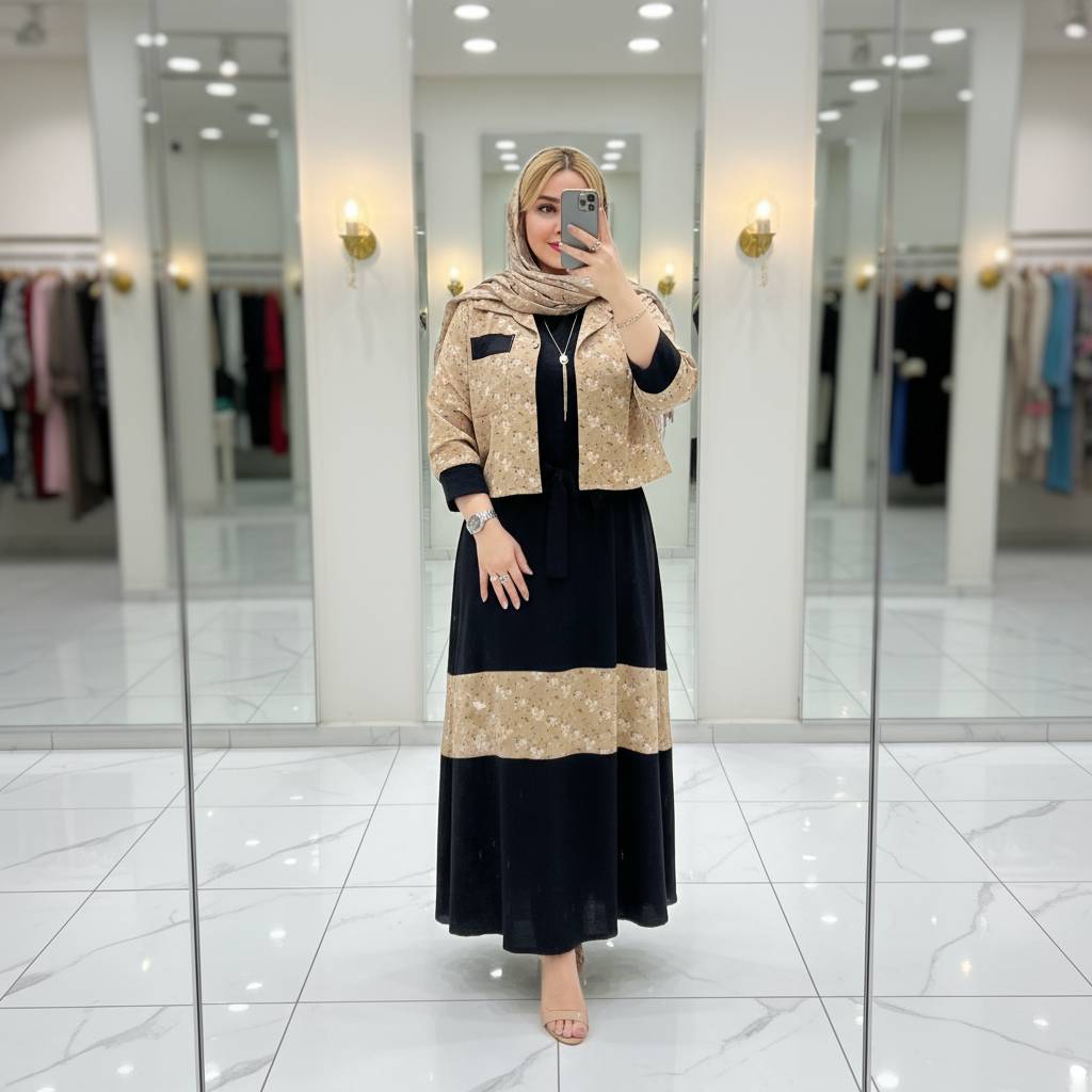 کت و سارافون گل گچی زنانه فری🩷