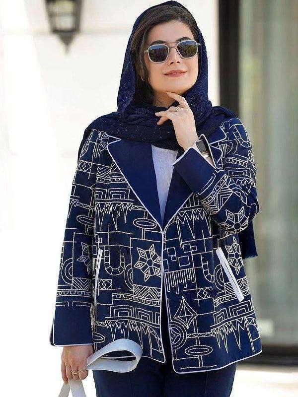 کت وشلوار کرپ مازراتی فاخر رنگ سورمه ای🩷