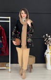 کت تک مخمل مدل گلدوزی رنگ مشکی فری🩷
