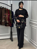 کت تک مخمل مدل گلدوزی رنگ مشکی فری🩷