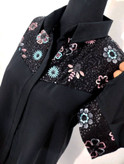شومیز مانتویی سوزندوزی مدل شکوفه فری🩷