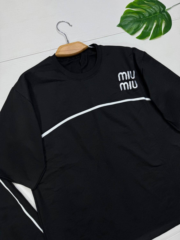 ست تیشرت شلوار miu miu مدل دنیز رنگ مشکی 🩷