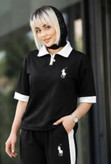 ست تیشرت شلوار زنانه مدل POLO رنگ مشکی فری 🩷