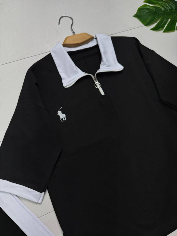 ست تیشرت شلوار زنانه مدل POLO رنگ مشکی فری 🩷