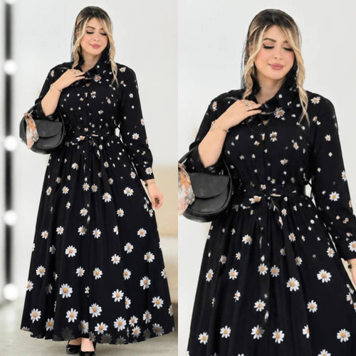 پیراهن بلند زنانه مدل فدرال رنگ مشکی 🩷
