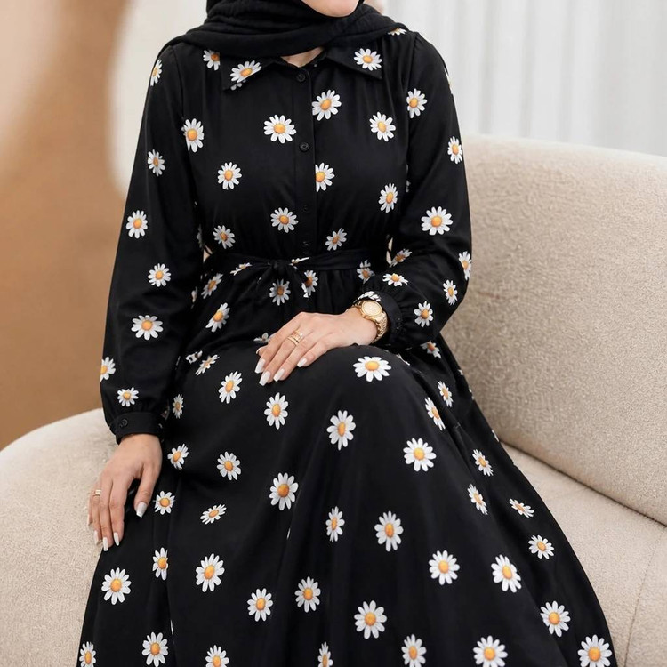 پیراهن بلند زنانه مدل فدرال رنگ مشکی 🩷