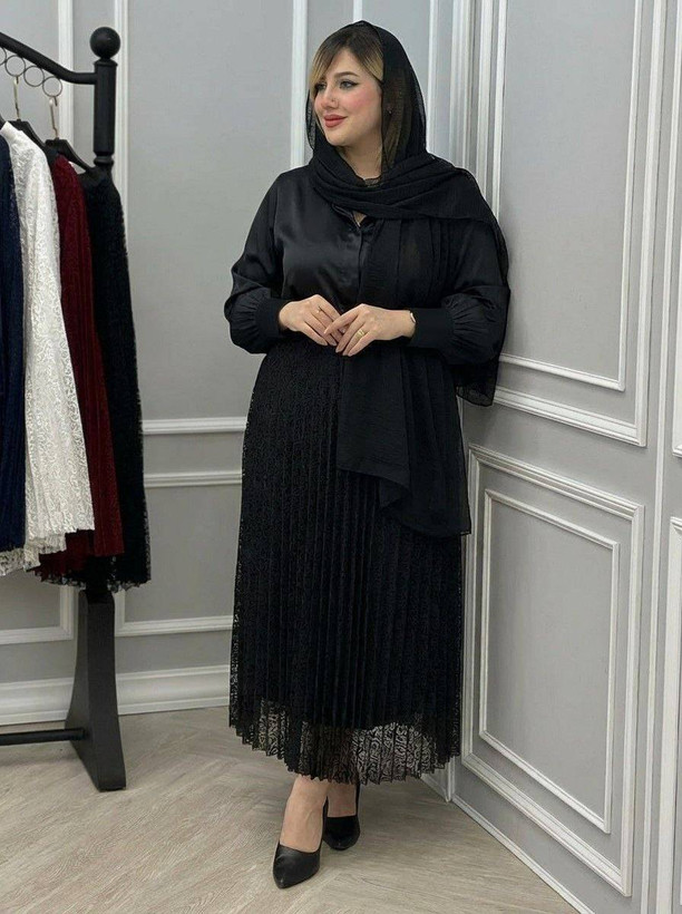 دامن گیپوری زنانه رنگ مشکی فری تا ۴۶🩷