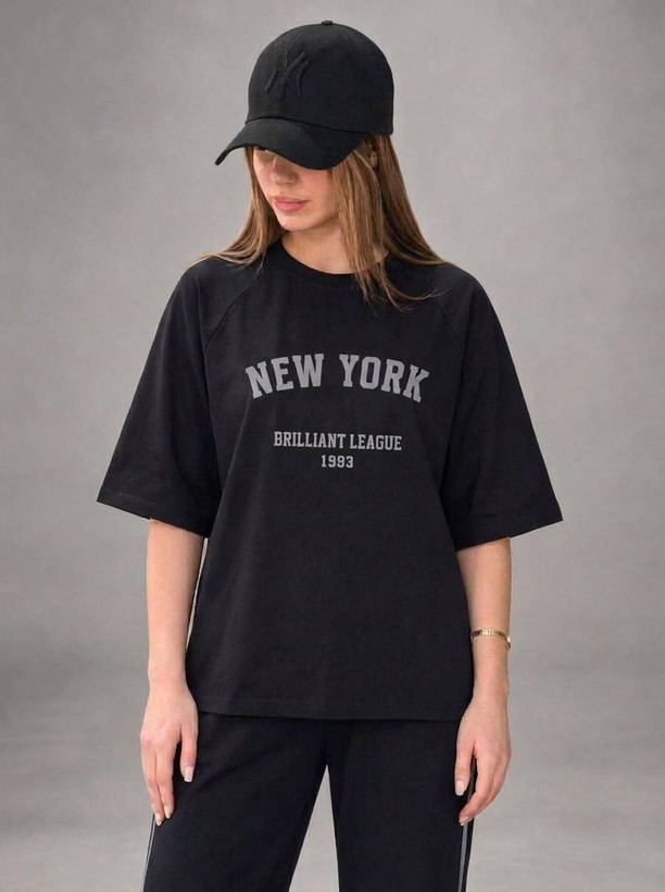 ست تیشرت شلوار زنانه مدل NEW YORK رنگ مشکی 🩷