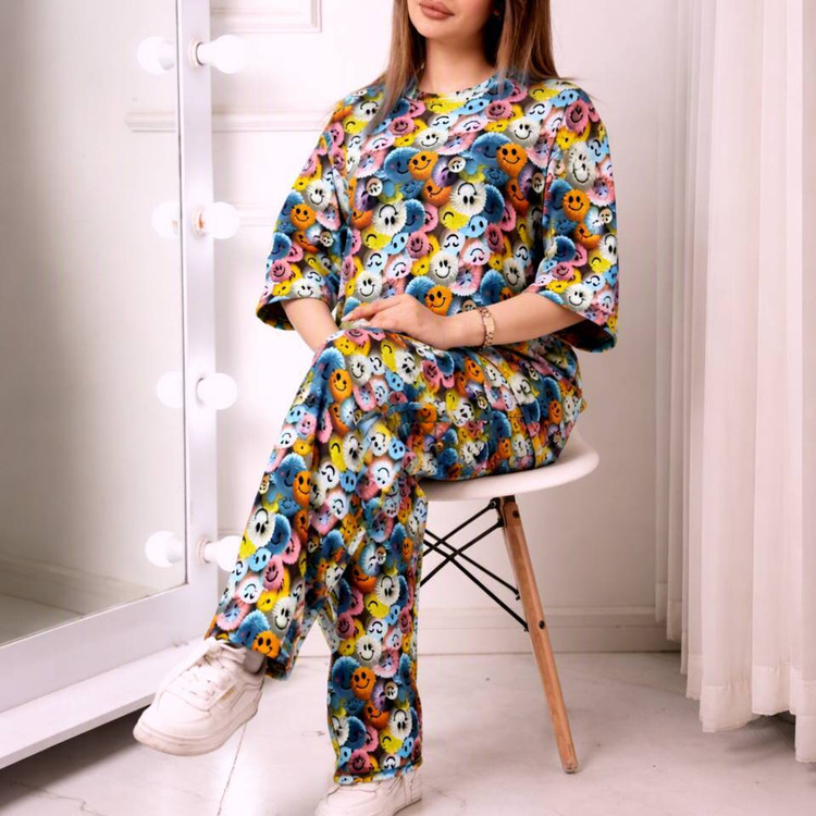 ست تیشرت شلوار زنانه مدل ۳ بعدی بسیار راحت 🩷
