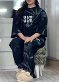 ست تیشرت شلوار زنانه مدل miu miu رنگ مشکی فری 🩷