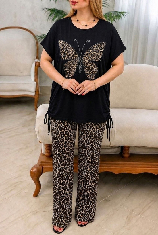 ست تیشرت شلوار نگین دار در ۳ طرح جذاب 🩷