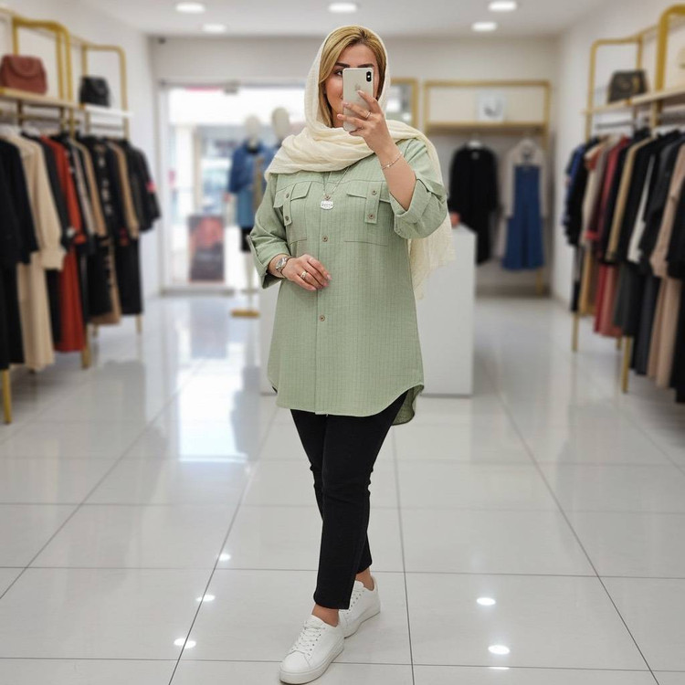 شومیز مانتویی دیپلمات زنانه مدل مهناز در رنگ بندی فوق العاده 🩷
