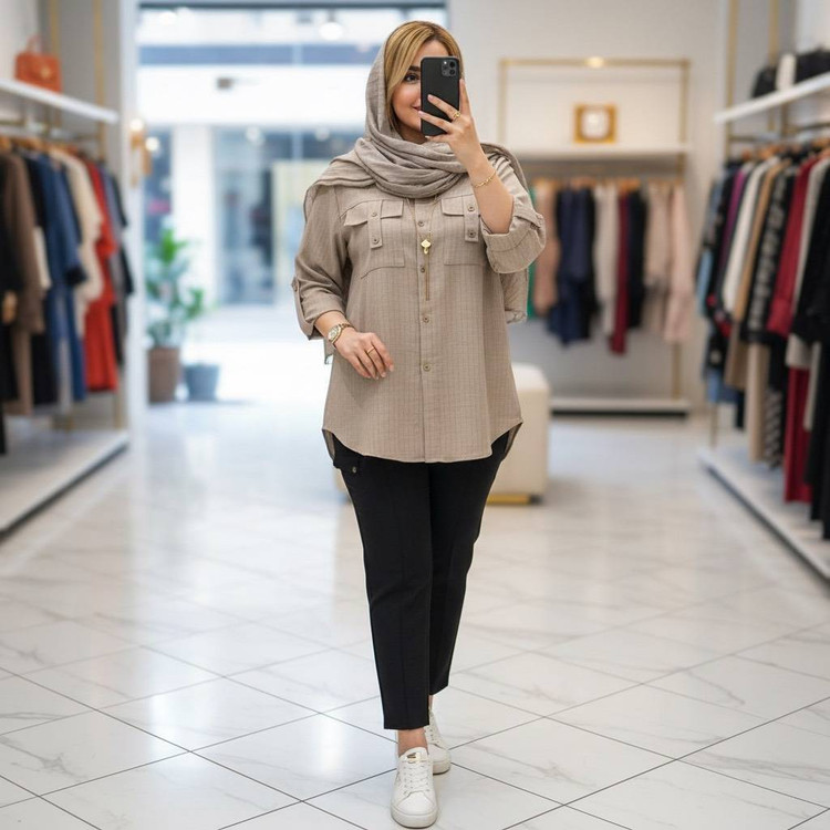 شومیز مانتویی دیپلمات زنانه مدل مهناز در رنگ بندی فوق العاده 🩷