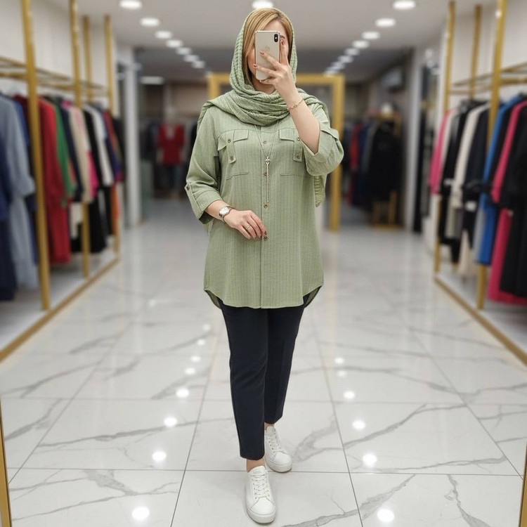 شومیز مانتویی دیپلمات زنانه مدل مهناز در رنگ بندی فوق العاده 🩷