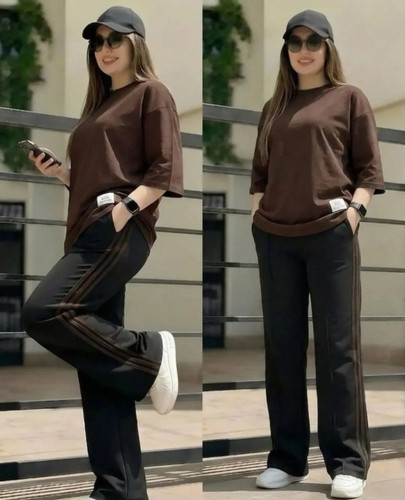 ست تیشرت شلوار زنانه مدل آراز در دو رنگ جذاب 🩷