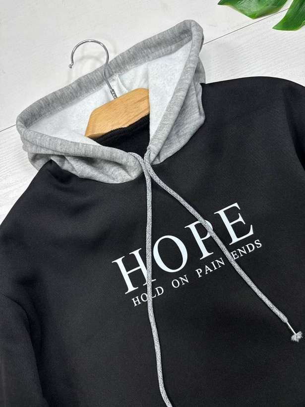 هودی تو کرکی زنانه مدل HOPE رنگ مشکی 🩷