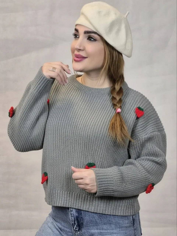 کراپ بافت زنانه مدل توت فرنگی در چند رنگ زیبا 🩷
