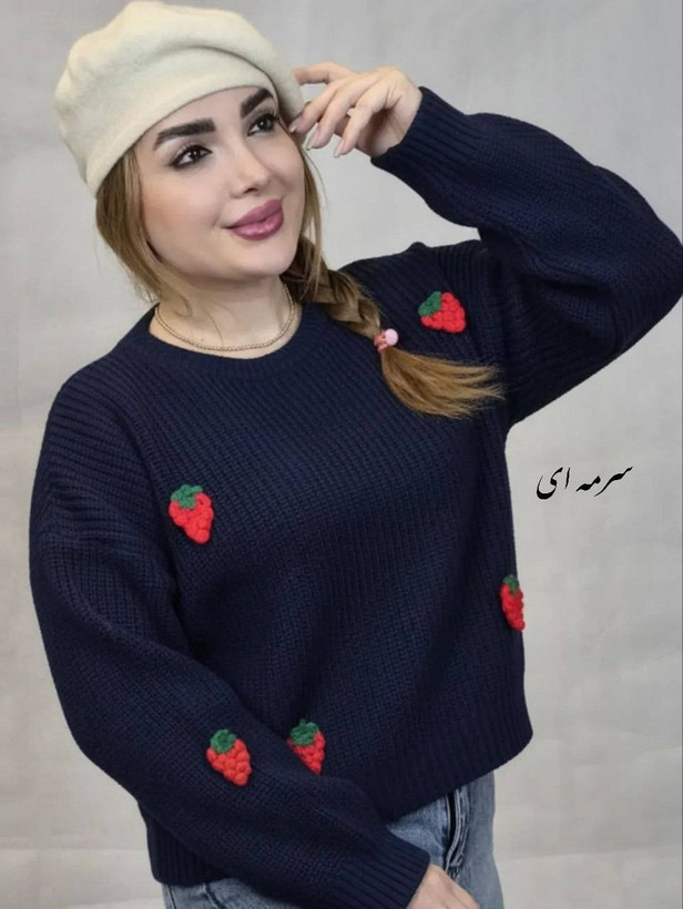 کراپ بافت زنانه مدل توت فرنگی در چند رنگ زیبا 🩷