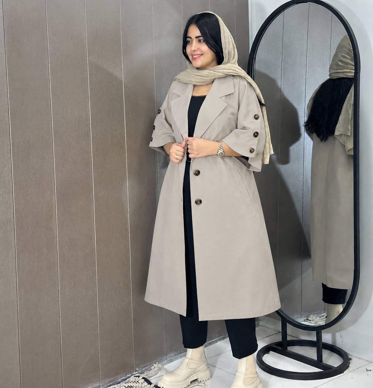 مانتو بارونی زنانه مدل رخسار جنس کتان زارا 🩷