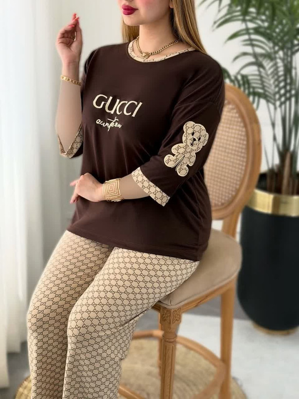 ست تیشرت شلوار زنانه مدل لویی 🩷