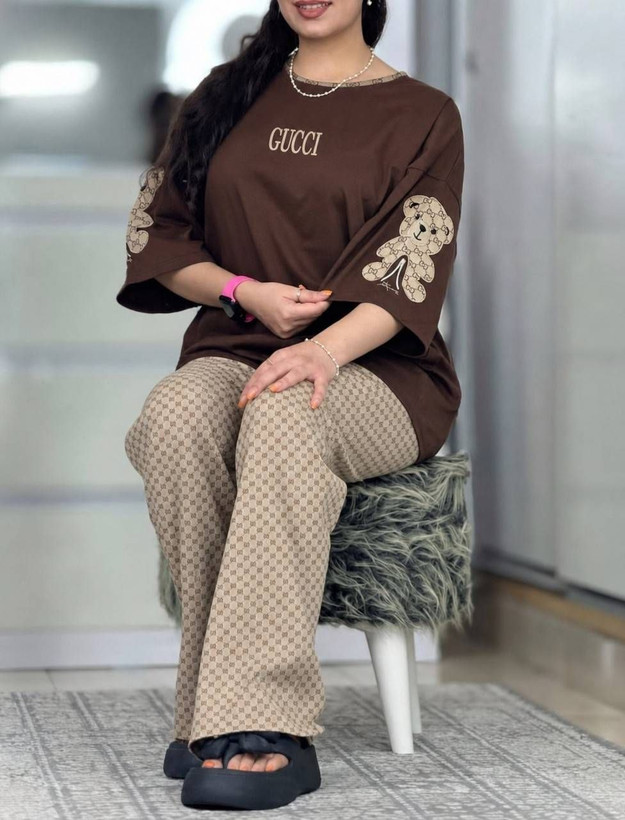 ست تیشرت شلوار زنانه مدل لویی 🩷
