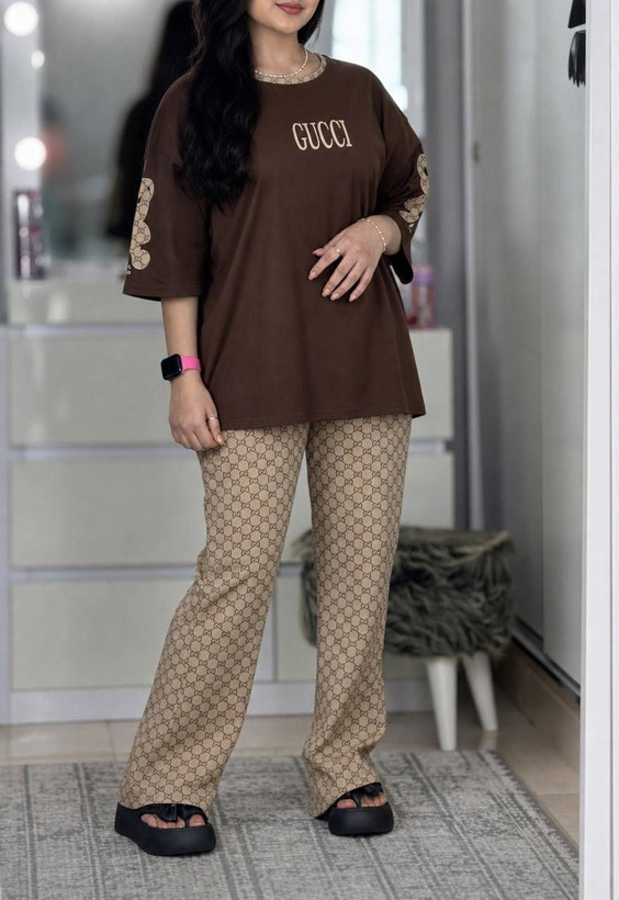 ست تیشرت شلوار زنانه مدل لویی 🩷