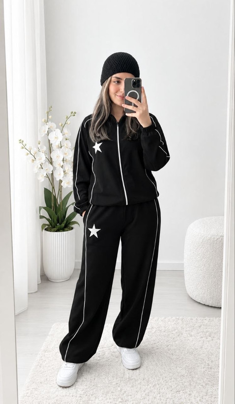 ست سویشرت شلوار زنانه مدل ستاره جنس موهر درجه یک 🩷