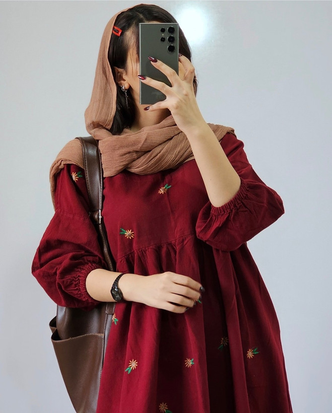 ساحلی بابونه زنانه جنس لنینت گلدوزی شده 🩷