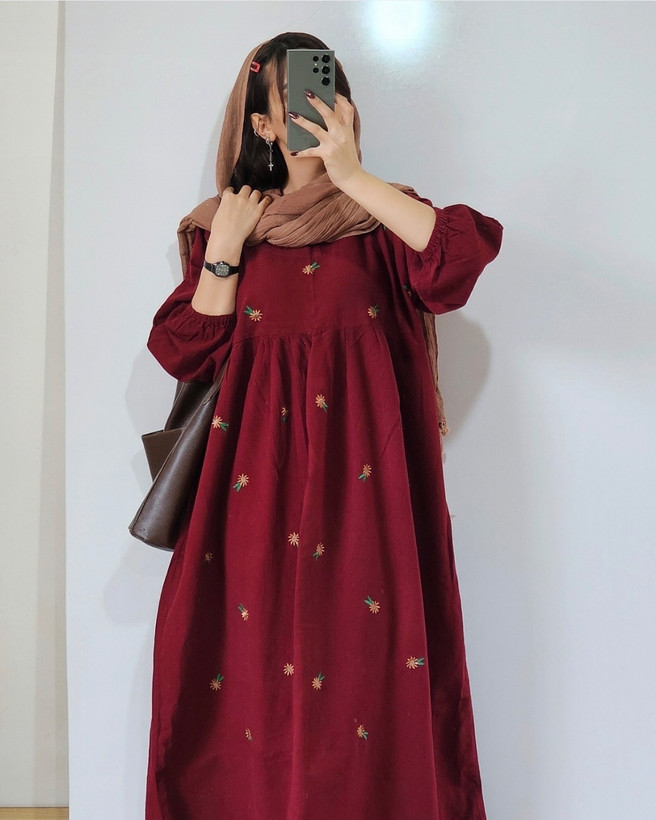 ساحلی بابونه زنانه جنس لنینت گلدوزی شده 🩷